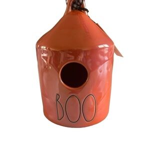 NWT Rae dunn Magenta orange boo birdhouse Halloween discontinued design